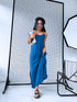 Long dress with crossed straps - dark turquoise